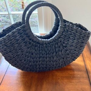 Zara raffia purse in black
